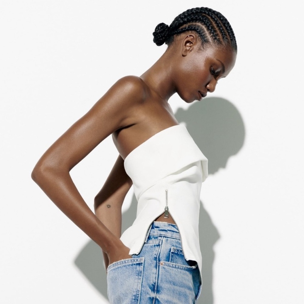 Zara white zippered top